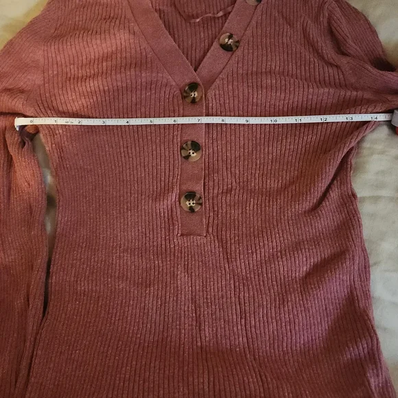 Pink Ribbed Sweater With Buttons - Picture 2 of 3